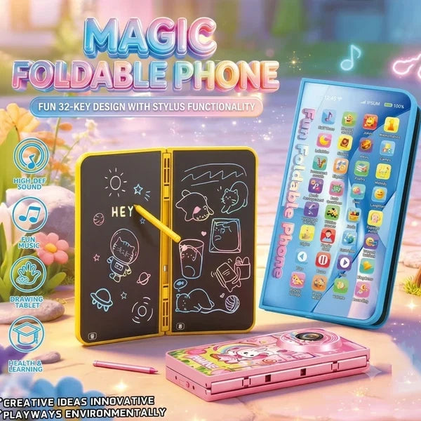 2in1 Kids Magic Foldable Music Phone & Writing Tablet