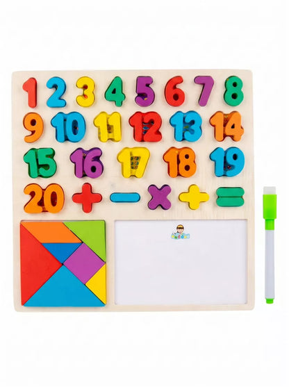 3in1 Wooden Numbers & White Board With Pen