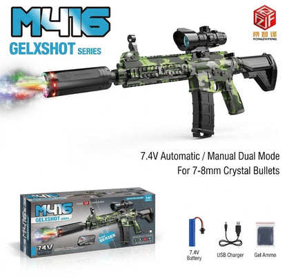 7.4V Electric M416 Gel Blaster Shooting Gun - Smoke Muffler