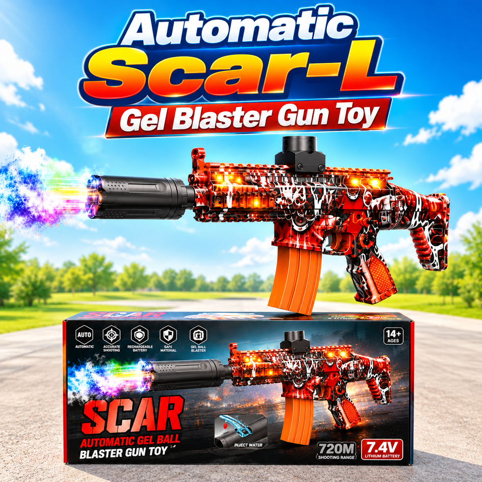 7.4V Electric SCAR Gel Blaster Shooting Gun & Smoke Muffler