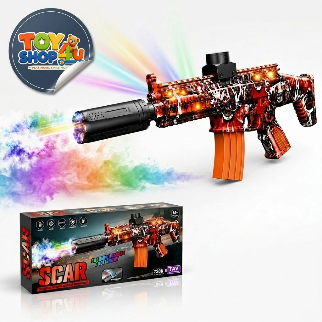 7.4V Electric SCAR Gel Blaster Shooting Gun & Smoke Muffler