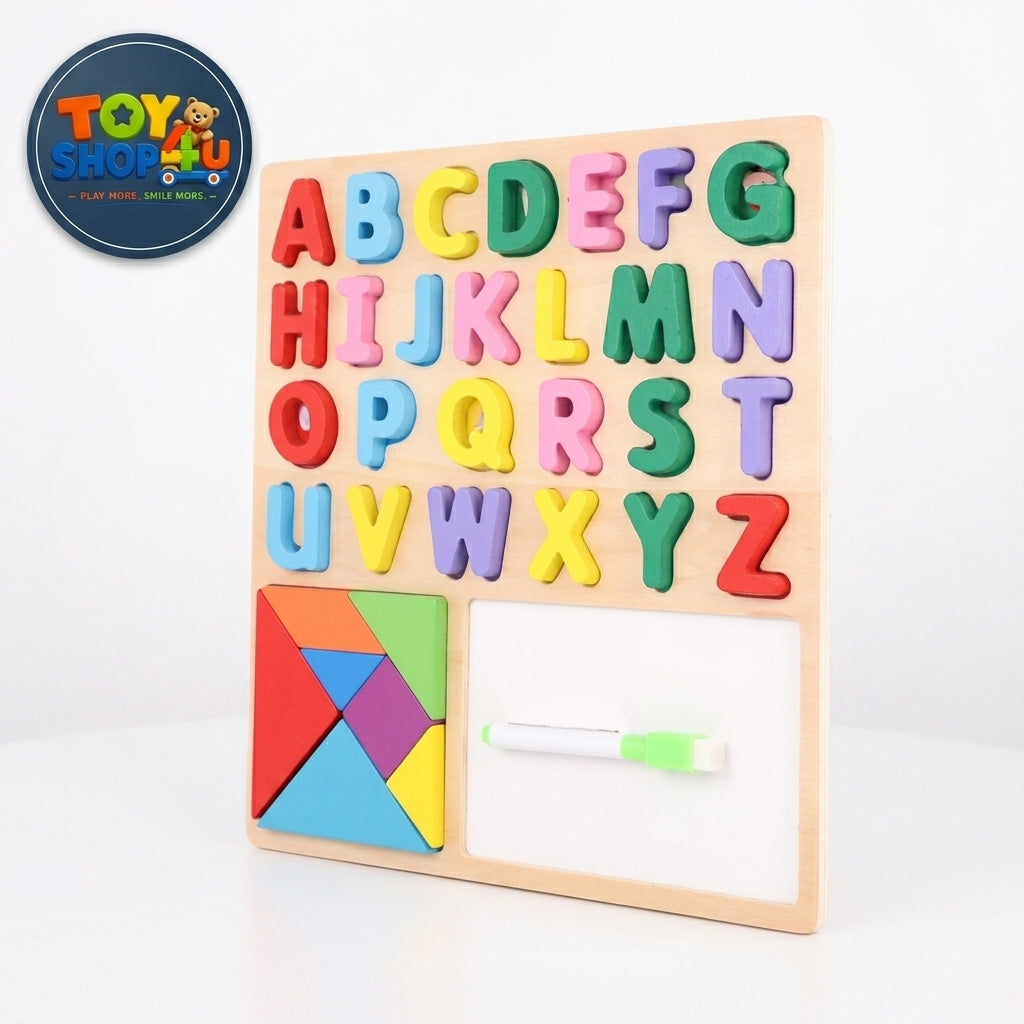 3in1 Wooden Alphabets & White Board With Pen