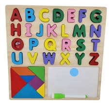 3in1 Wooden Alphabets & White Board With Pen